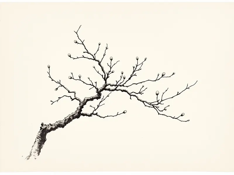 Bud swell: the window before growth explodes, ink drawing