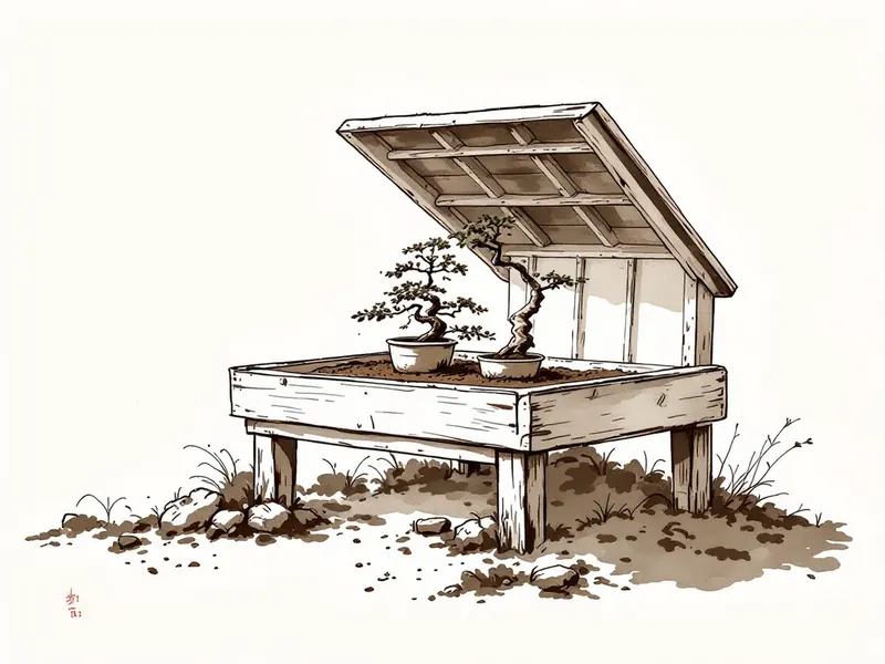 Frost protection: cold frames, mulch and the trees that need neither, ink drawing