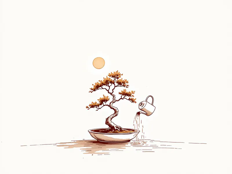 Midsummer heat: watering twice a day without waterlogging, ink drawing