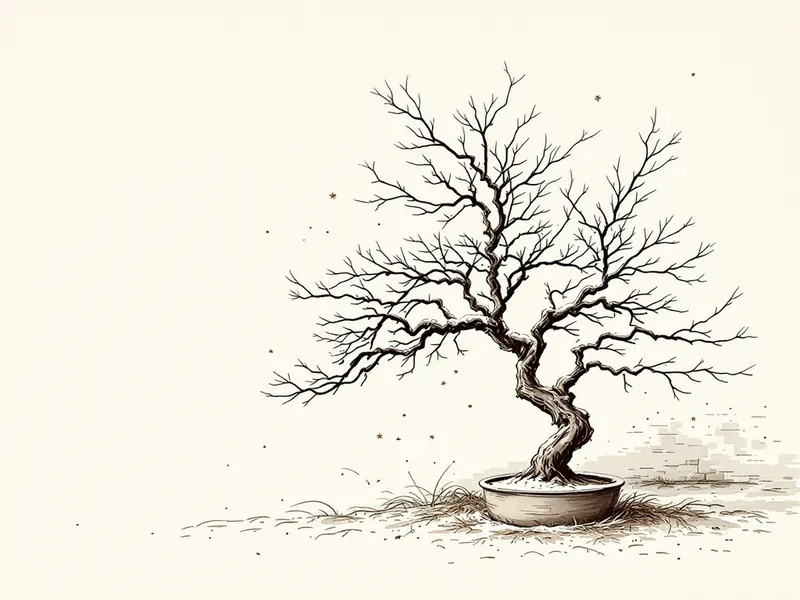 Winter care: what a dormant tree actually needs, ink drawing