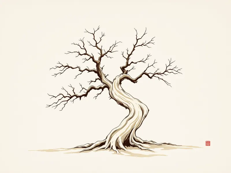 Jin and shari basics: deadwood that reads as old, ink drawing