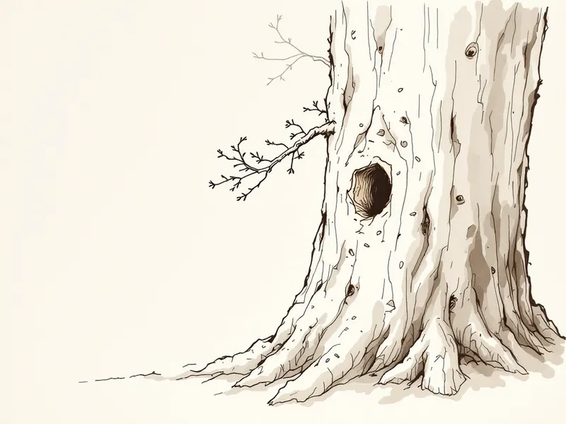 Thread grafting: a branch where there is none, ink drawing