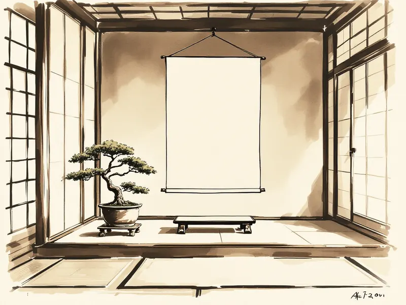 tokonoma, ink drawing