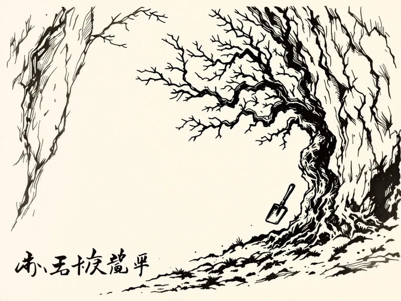 yamadori, ink drawing