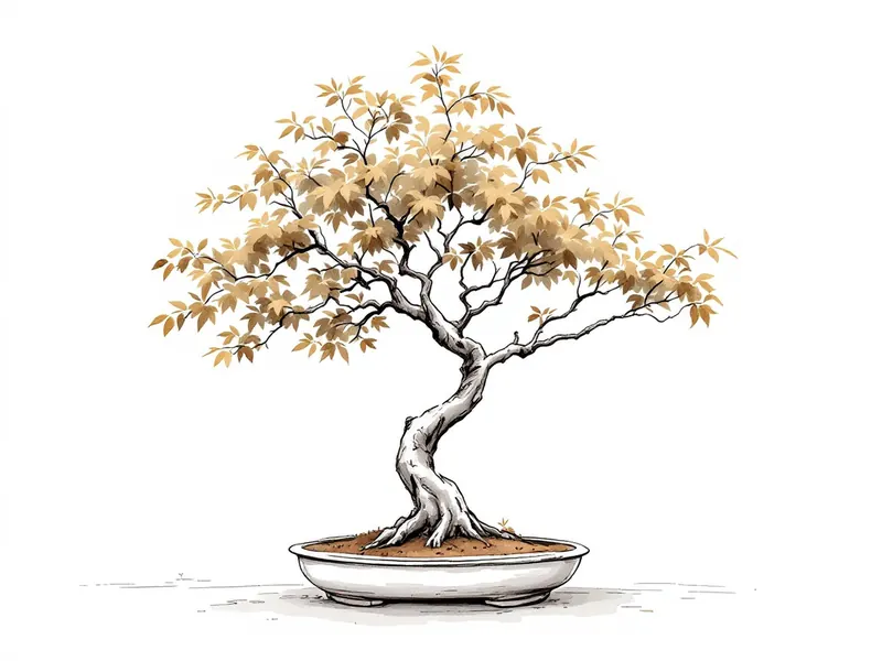 Trident maple bonsai, ink drawing
