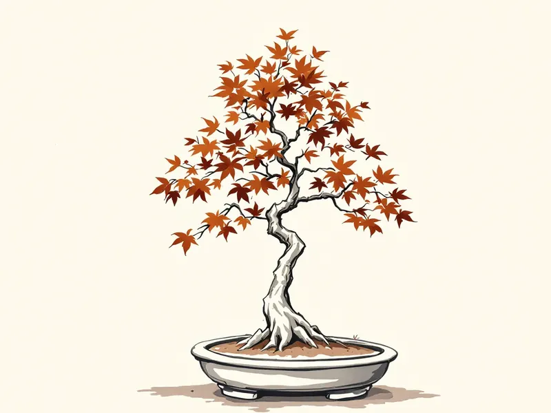 Japanese maple bonsai, ink drawing