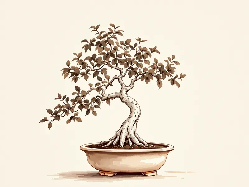 Fukien tea bonsai, ink drawing