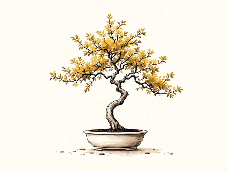 European hornbeam bonsai, ink drawing