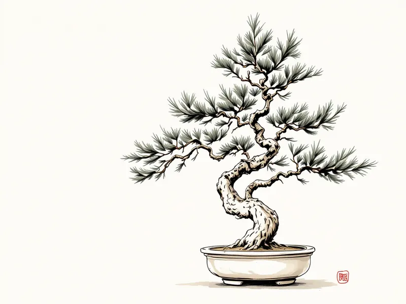 Lebanon cedar bonsai, ink drawing