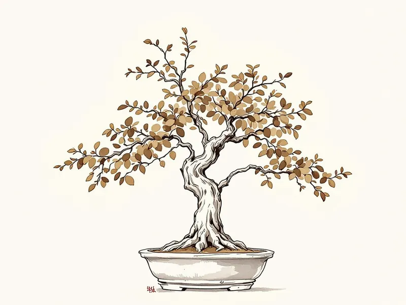 Japanese beech bonsai, ink drawing
