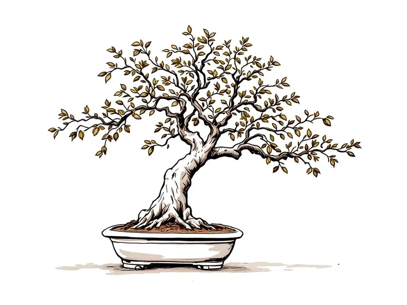 European beech bonsai, ink drawing