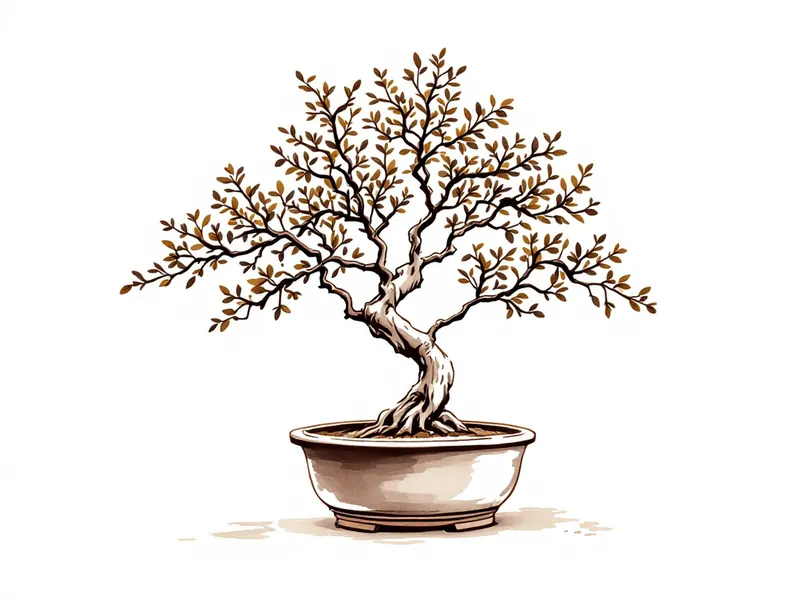 Box-leaf honeysuckle bonsai, ink drawing