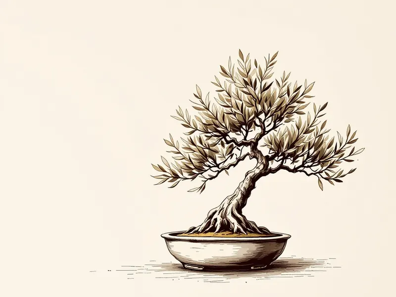 Olive bonsai, ink drawing