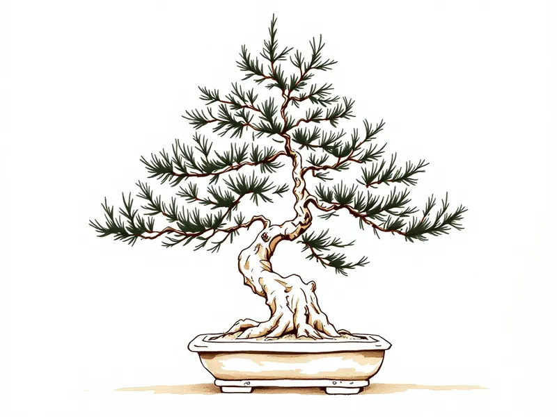 White spruce bonsai, ink drawing