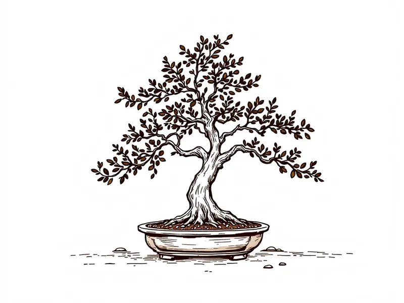 Blackthorn bonsai, ink drawing