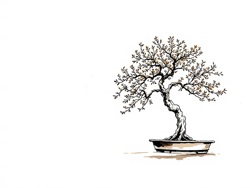 Pomegranate bonsai, ink drawing