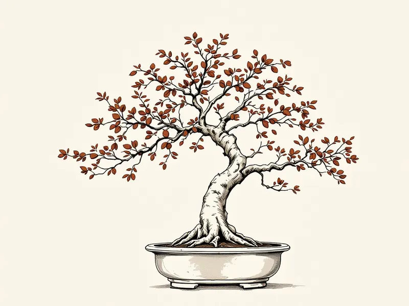 Chinese sweet plum bonsai, ink drawing