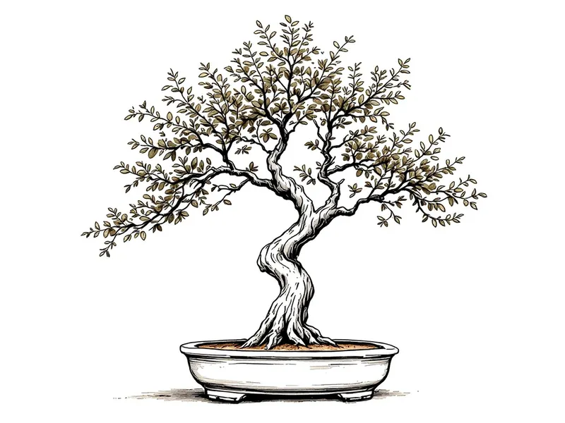 Field elm bonsai, ink drawing